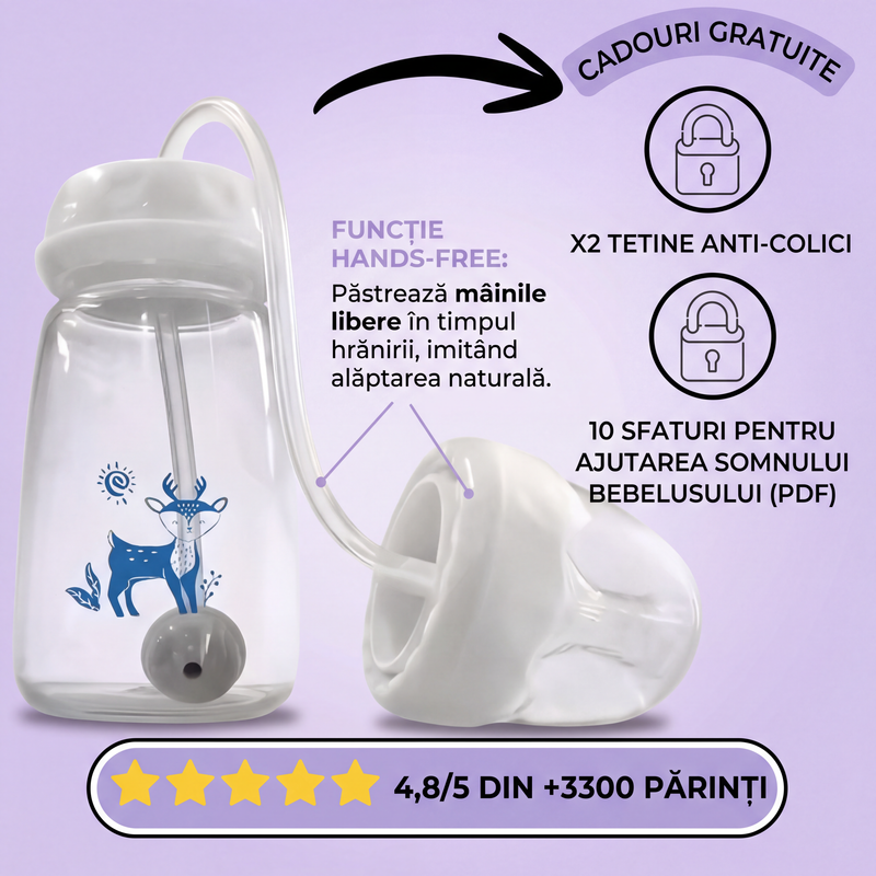 Μπιμπερό Hands-Free με Αντικολική Θηλή και Βαρυτική Μπάλα PrietenBebe