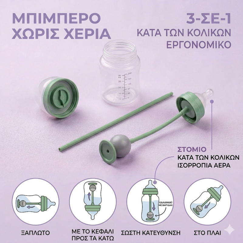 Μπιμπερό Hands-Free 3-σε-1 BebeMate: Ήρεμη Σίτιση, Ελεύθερα Χέρια για τη Μαμά